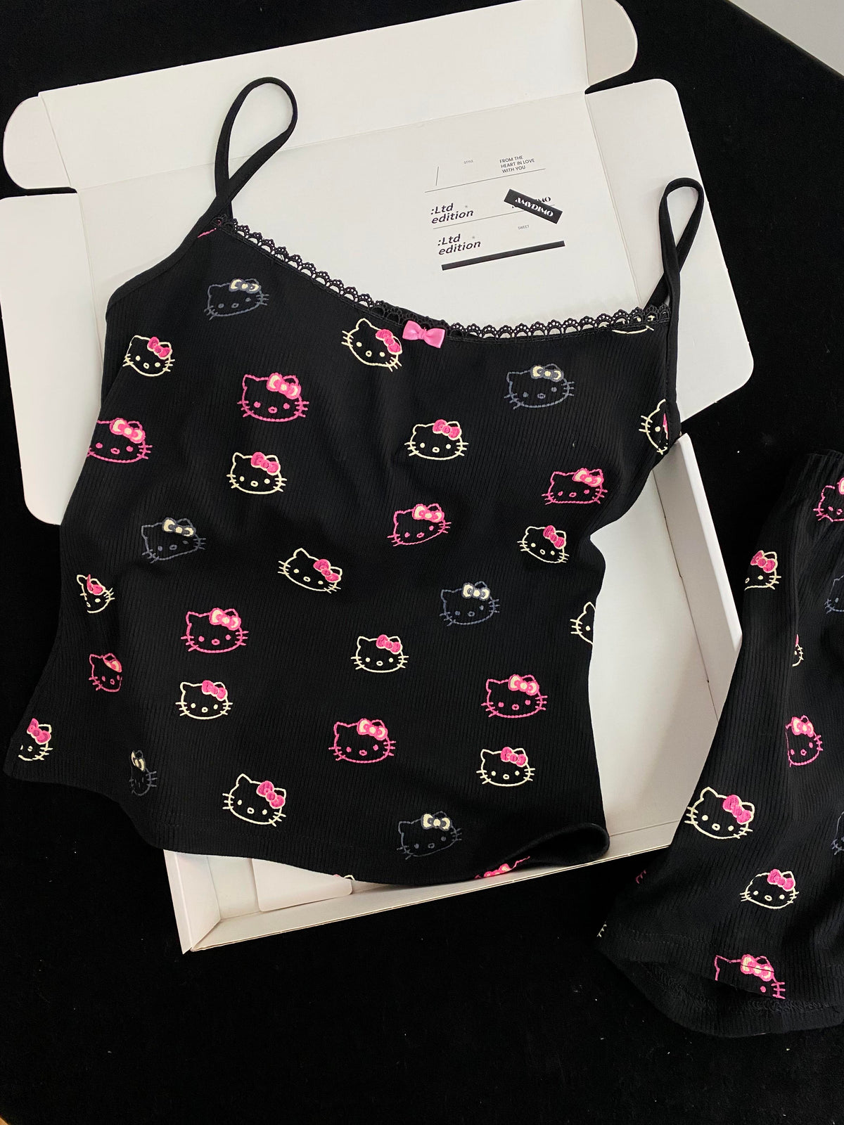 Hellokitty Black Lace Pajama Set 2 Piece