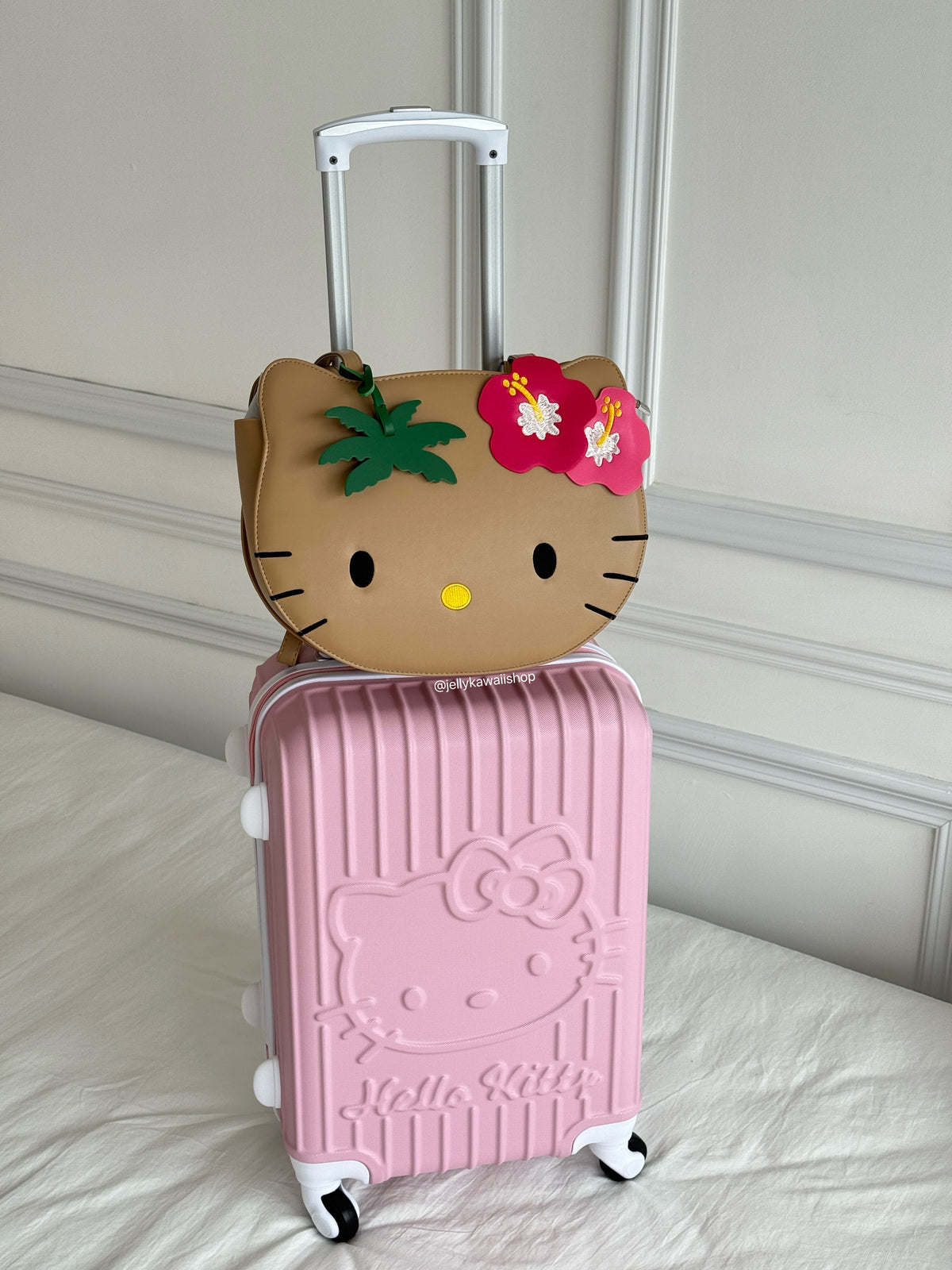 Tan Hawaii Hellokitty PU Tote Bag Adjustable Strap Backpack