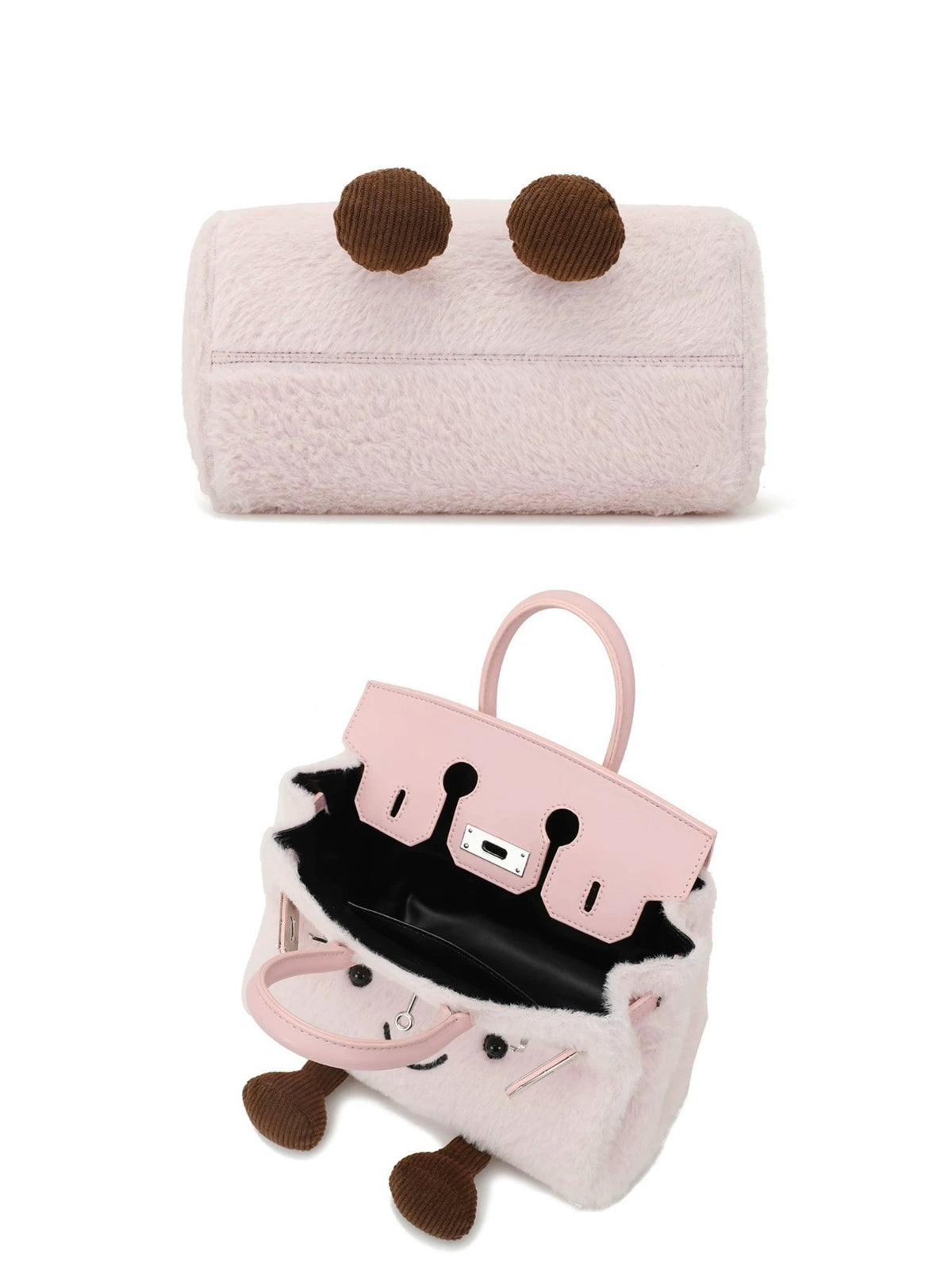 Plush Fluffy Bag Handbags Shoulder Bag Top Handle Satchel Tote Work Bag