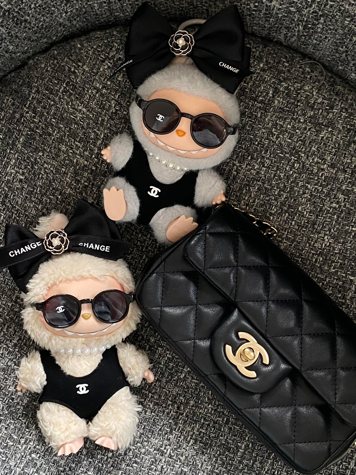 Black Swimsuit Clothes Set(NO DOLL) Accessories Suit Cute Clothes for Labubu Dress up Unique Style