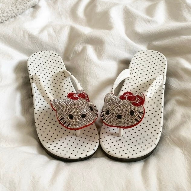Sparkling Hellokitty Sandals Polka-dot Sole Flip Flops