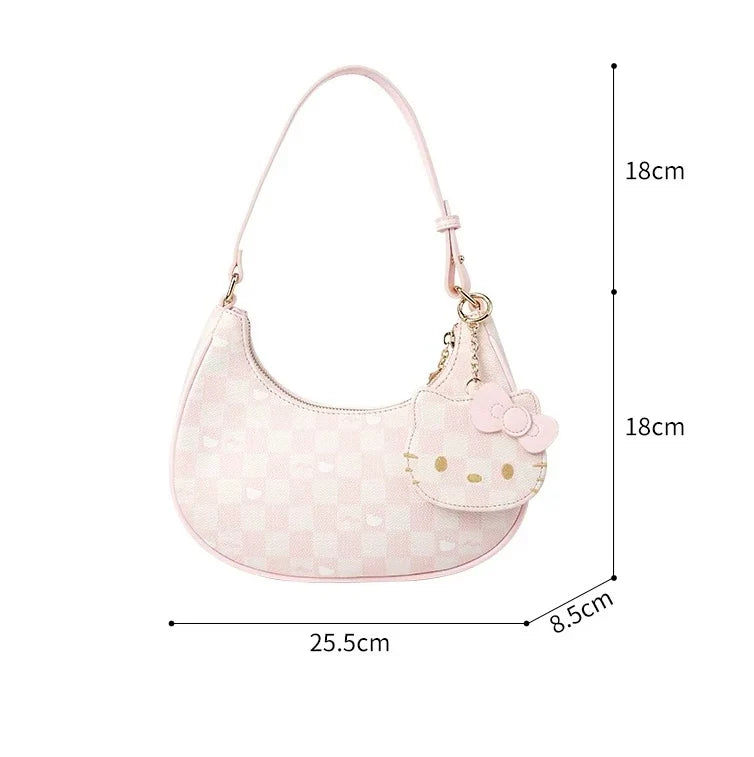 Hellokitty Pink Clutch Tote Purse Handbags With Mirrored Bag Charms