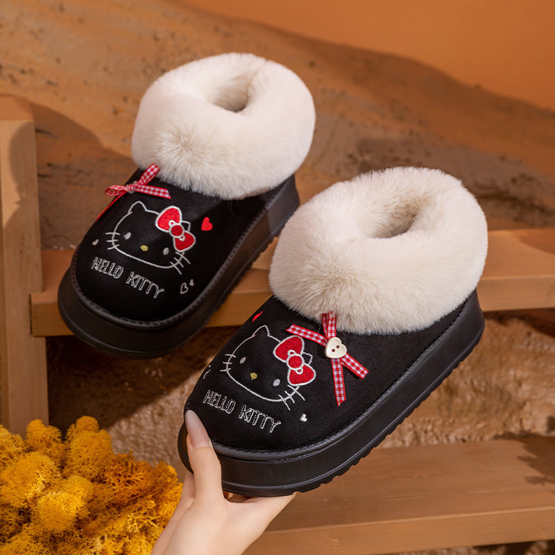 Hellokitty Fuzzy Slippers Fluffy Fall Winter House Cute Shoes Indoor and Outdoor