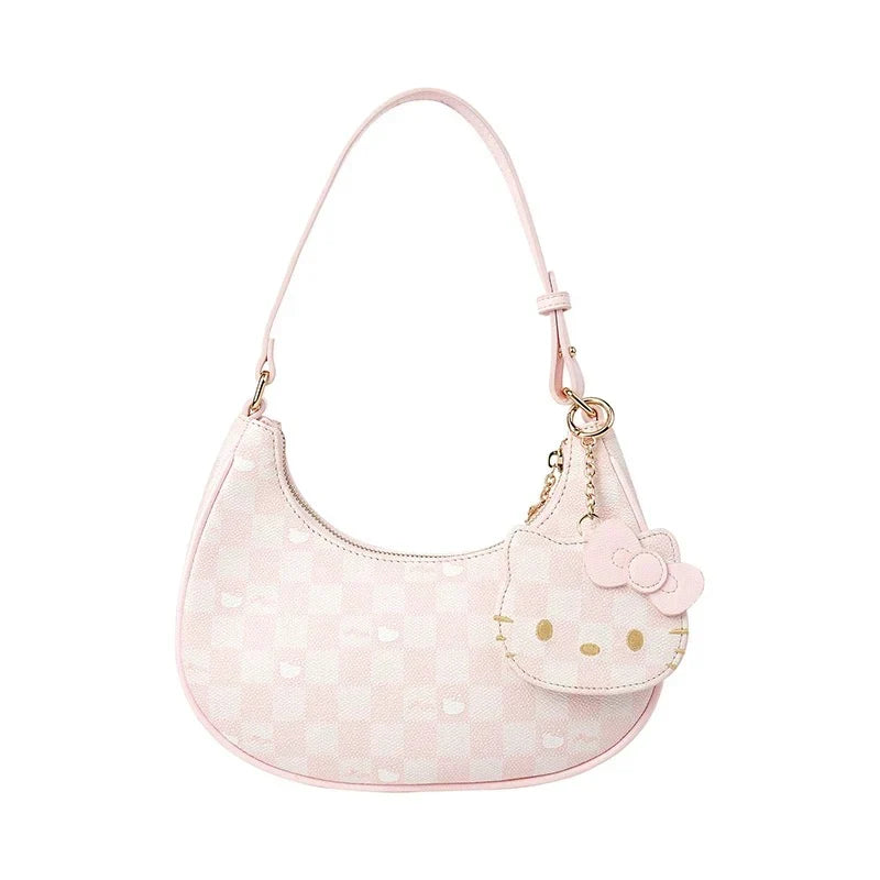 Hellokitty Pink Clutch Tote Purse Handbags With Mirrored Bag Charms