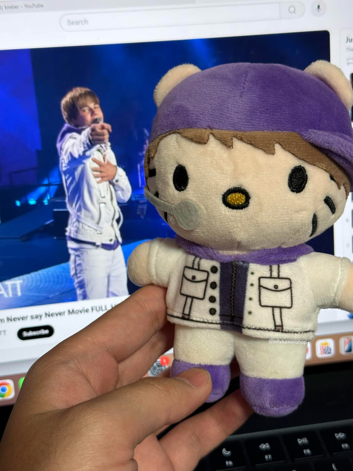 Bieber Hello Kitty Plush Keychain Bag Charms