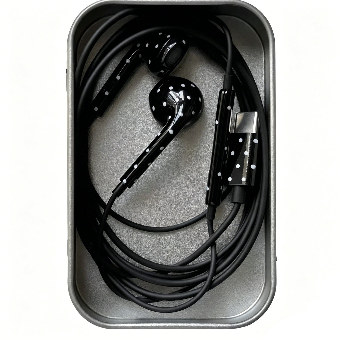 Polka-dot Coloured Wired Earbuds with Microphone in-Ear Headphones