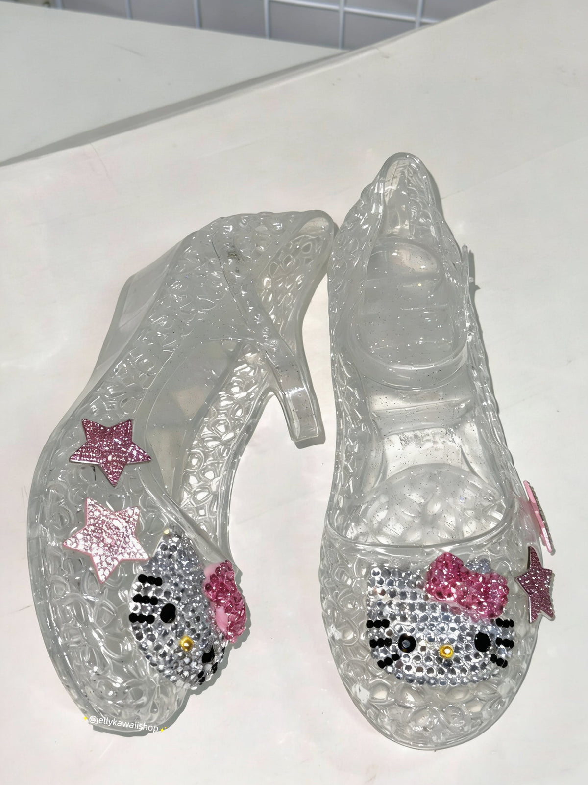 Hellokitty Handmade Rhinestone Flat Jelly Shoes Sandals