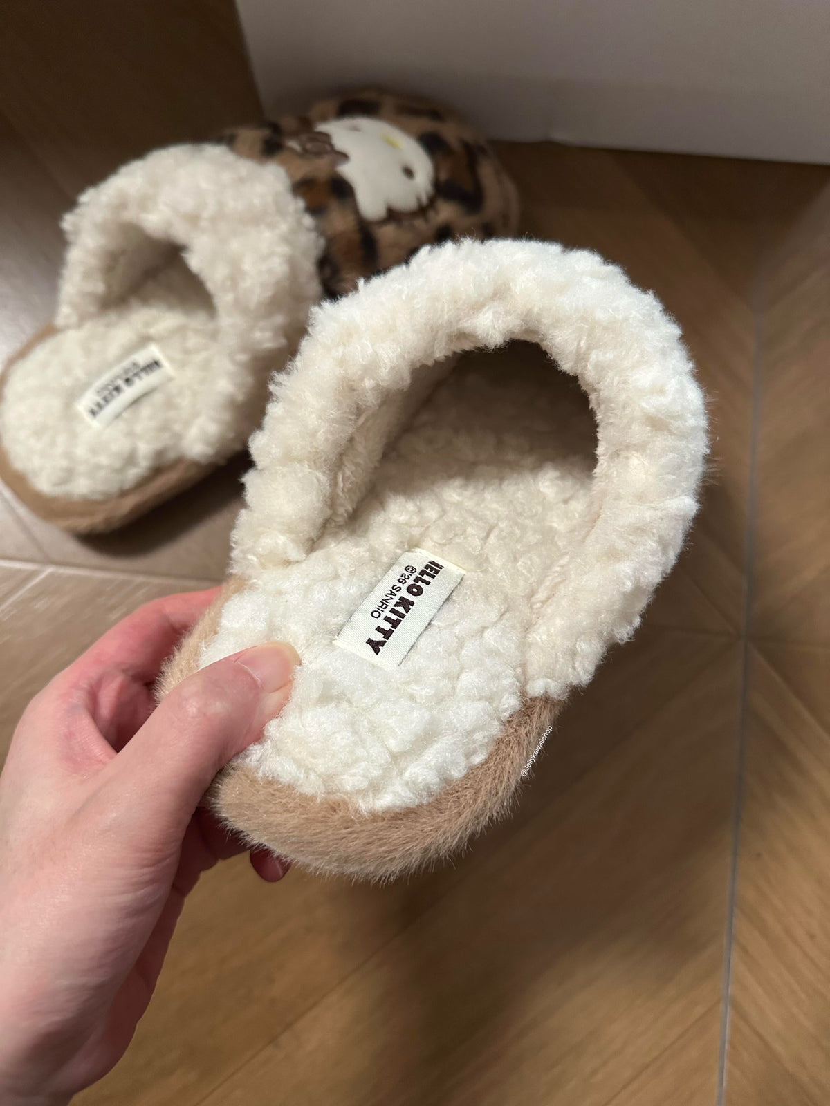 Hello Kitty Leopard Print Plush Slippers