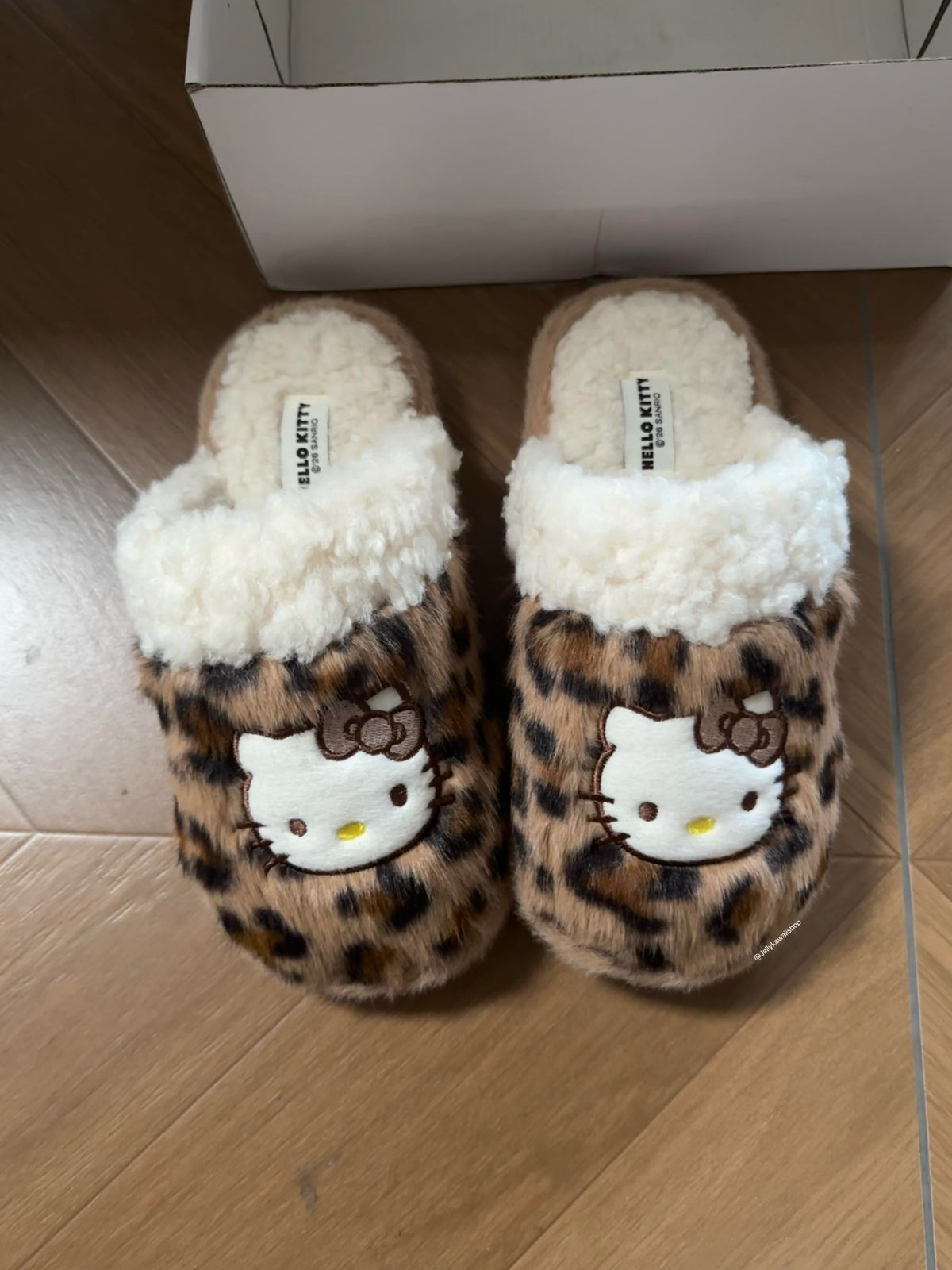 Hello Kitty Leopard Print Plush Slippers
