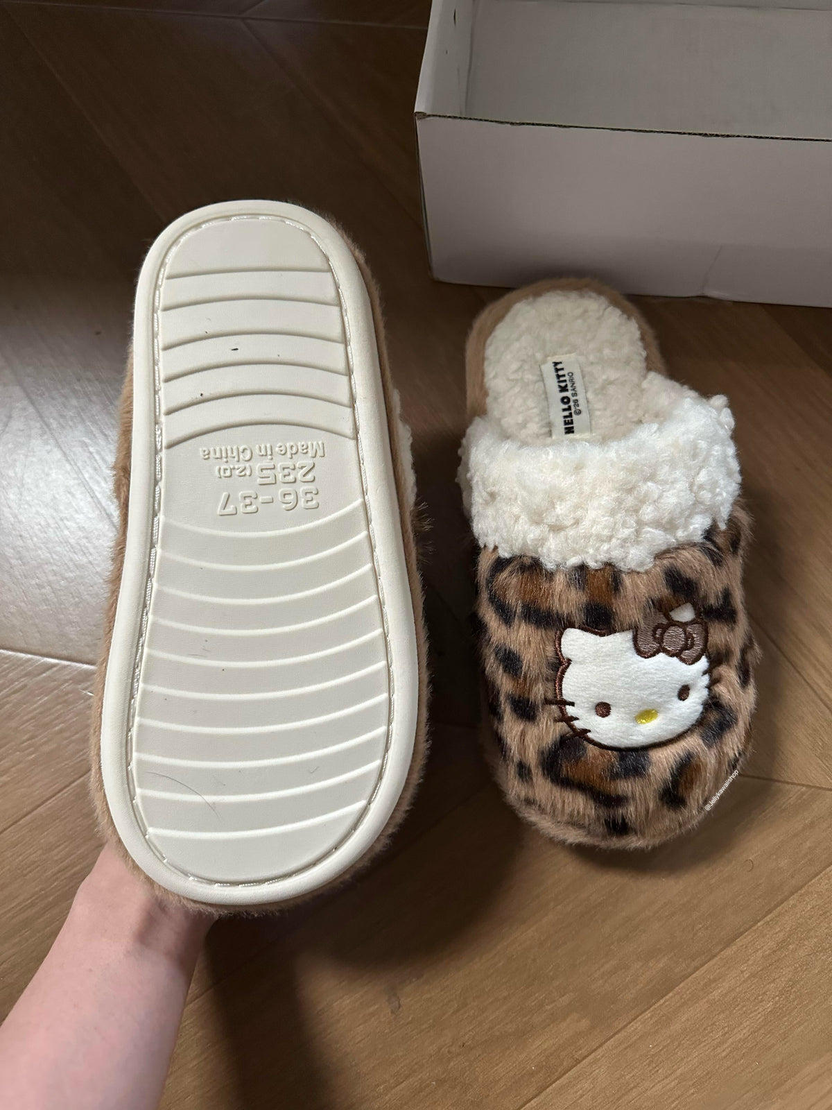 Hello Kitty Leopard Print Plush Slippers