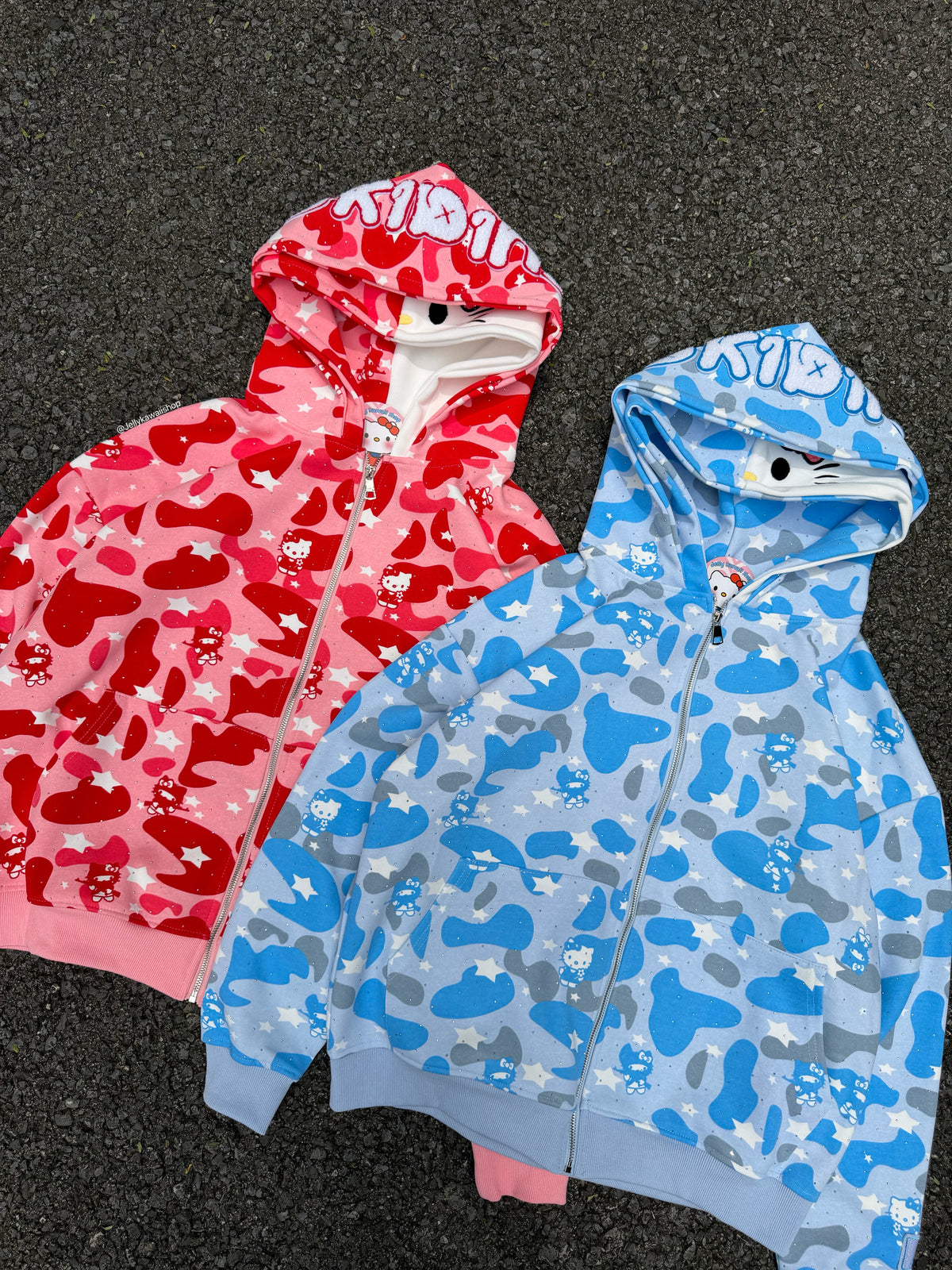 Hello Kitty Camouflage Double Layer Hoodie Sweatshirt Jacket
