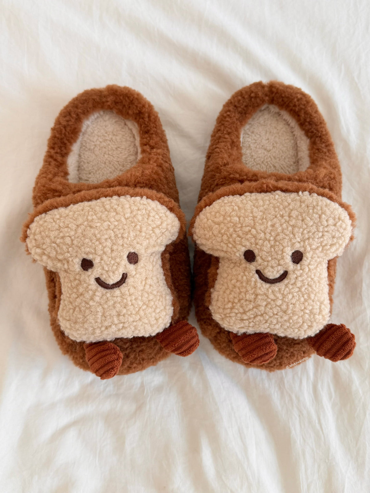 Girly Fuzzy Fluffy Comfy Plush Toast Slippers