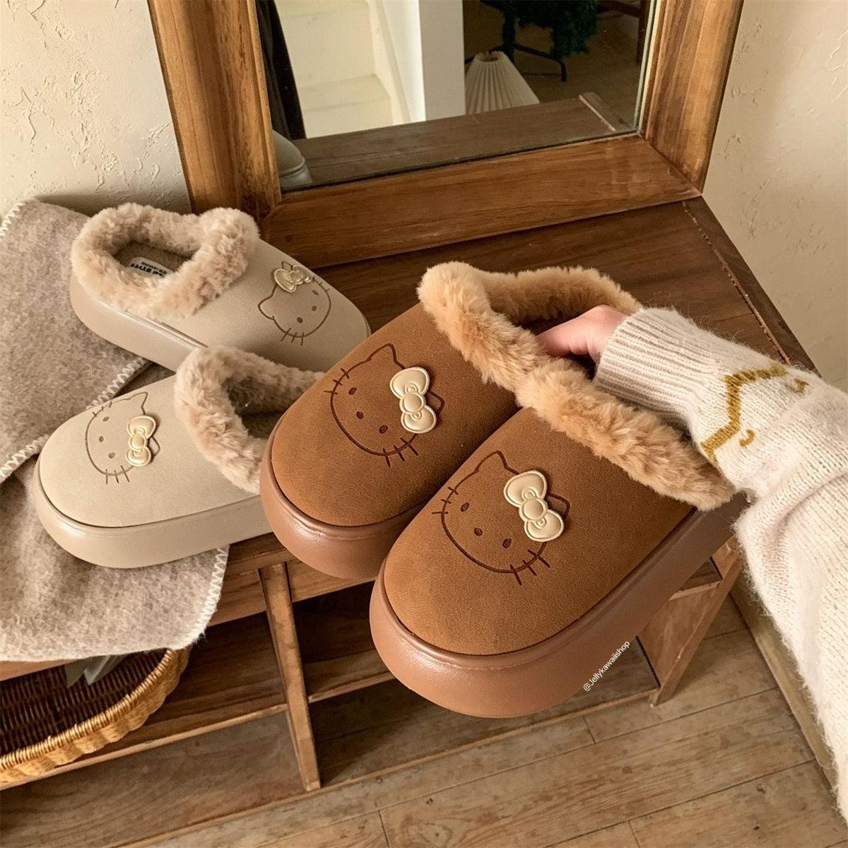 Hello Kitty Chunky Mules Fuzzy Slipper Snow Boots