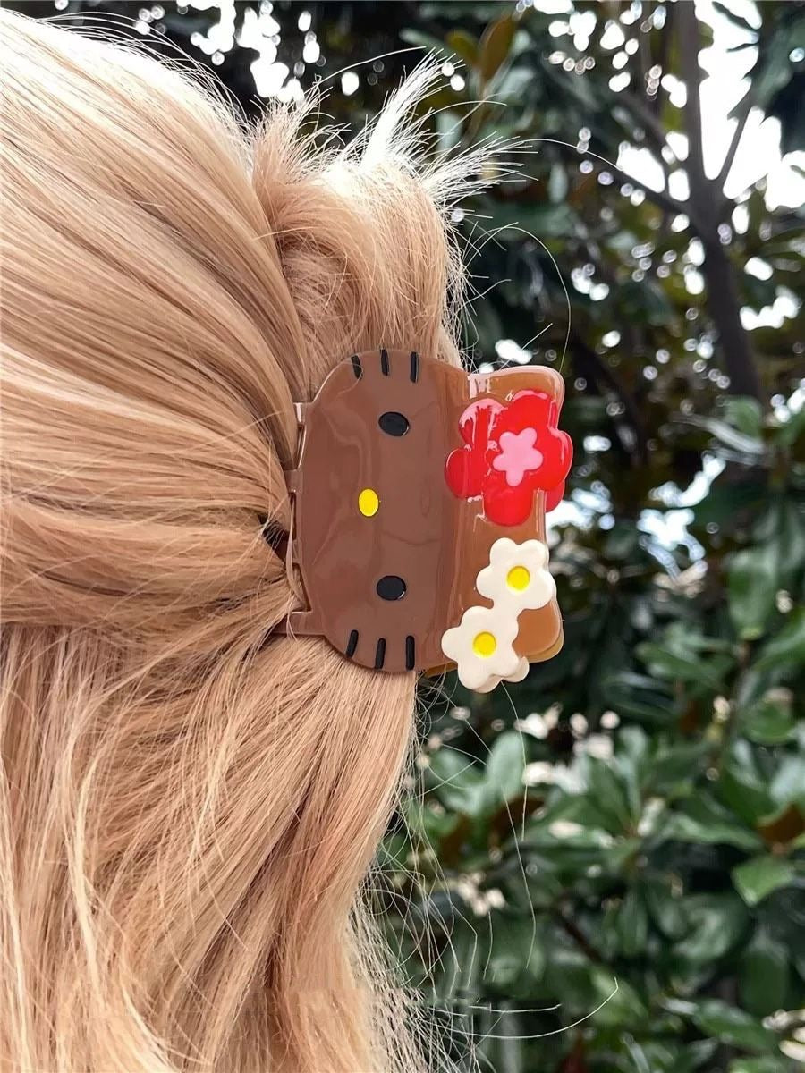 Tan Hellokitty Hair Clip Hair Pin Vance clip Hair Accessories｜2 Count (Pack of 1)