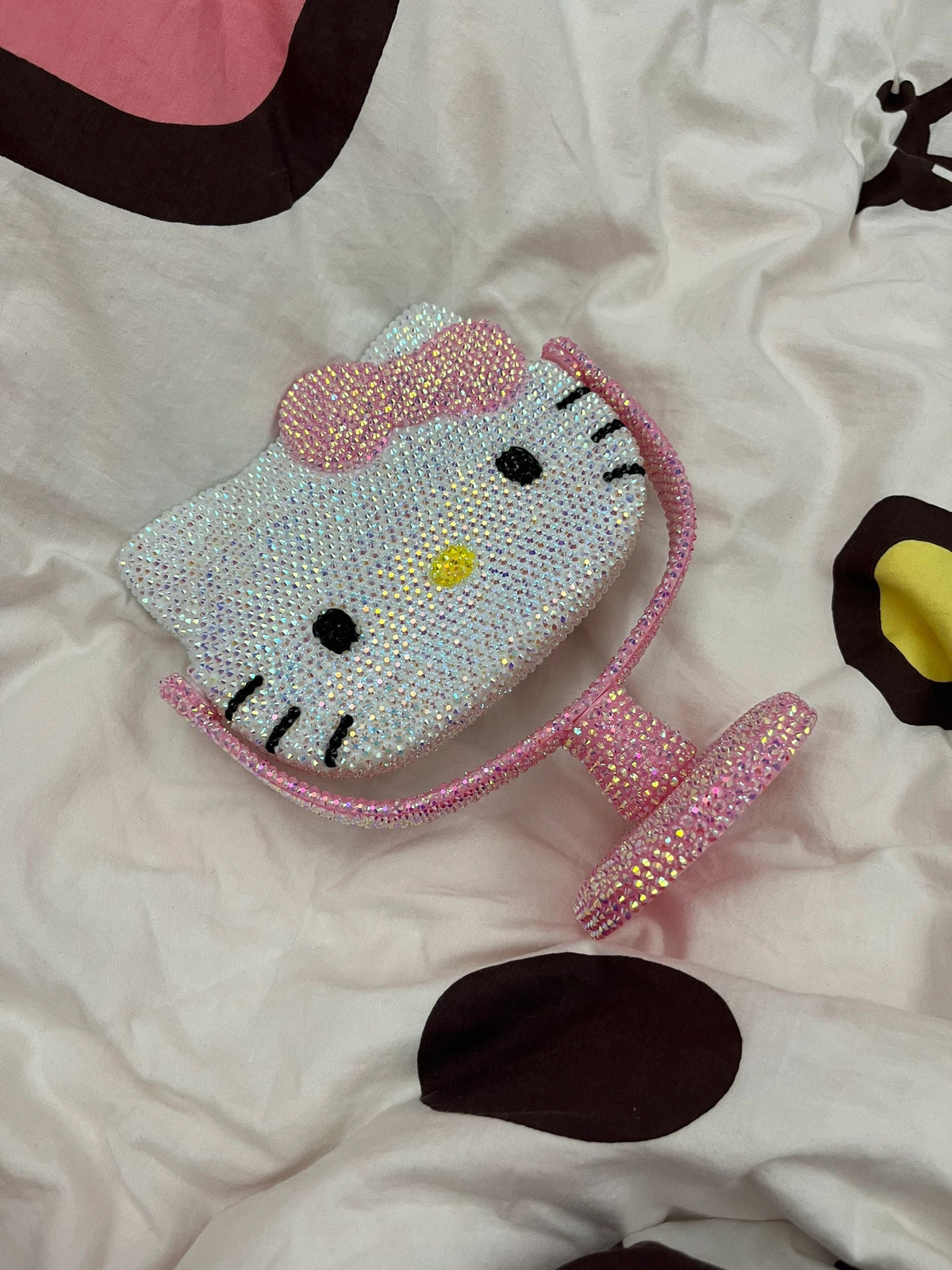 Hellokitty Bling Tabletop Swivel Vanity Mirror Sparkly Compact Mirror Handmade Crystals
