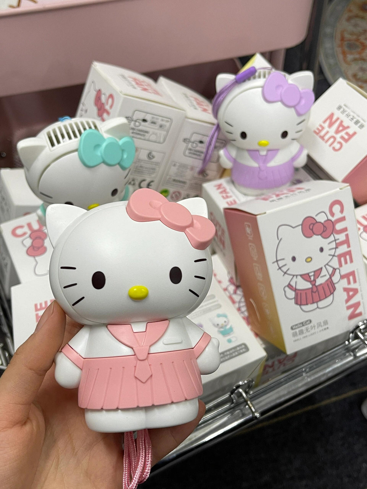 Hellokitty Handheld Mini Portable Fan Rechargeable Personal Desk Fan Small Hand Fan for Outdoor Travel Gifts for Women Girls