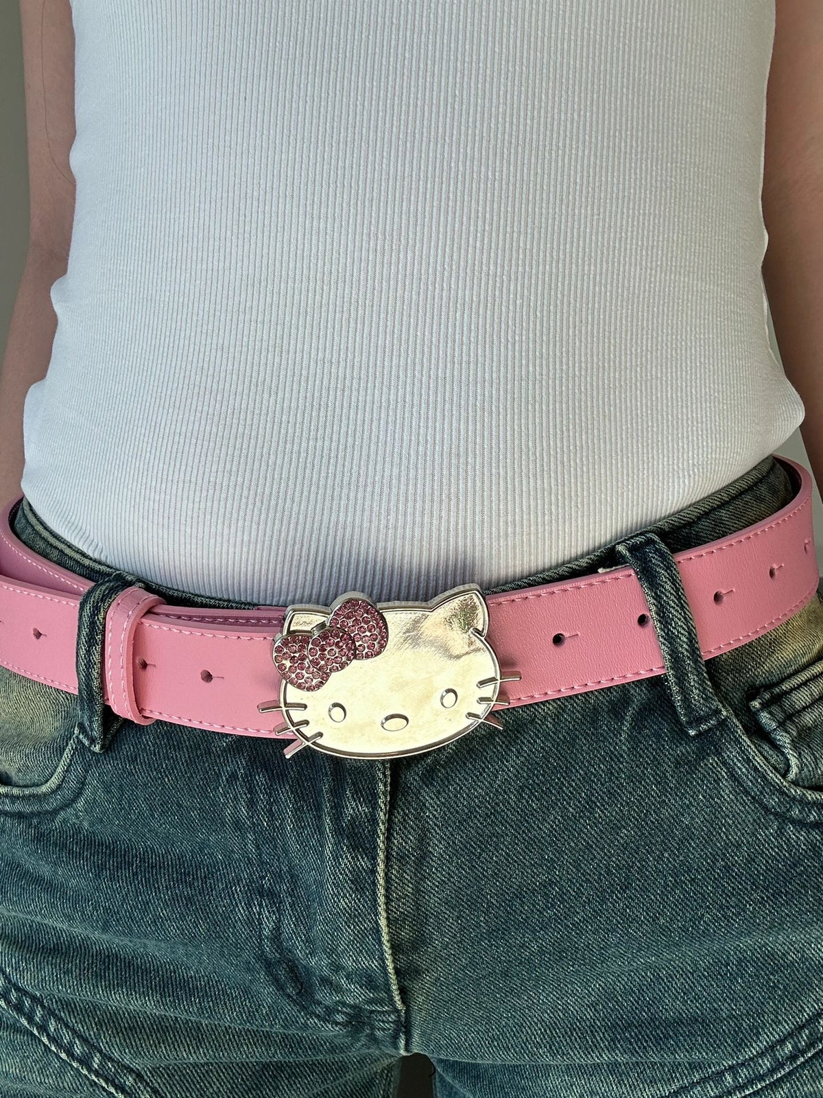 Hellokitty Rhinestone Belt Y2k Belt Cowgirl Leather Belt
