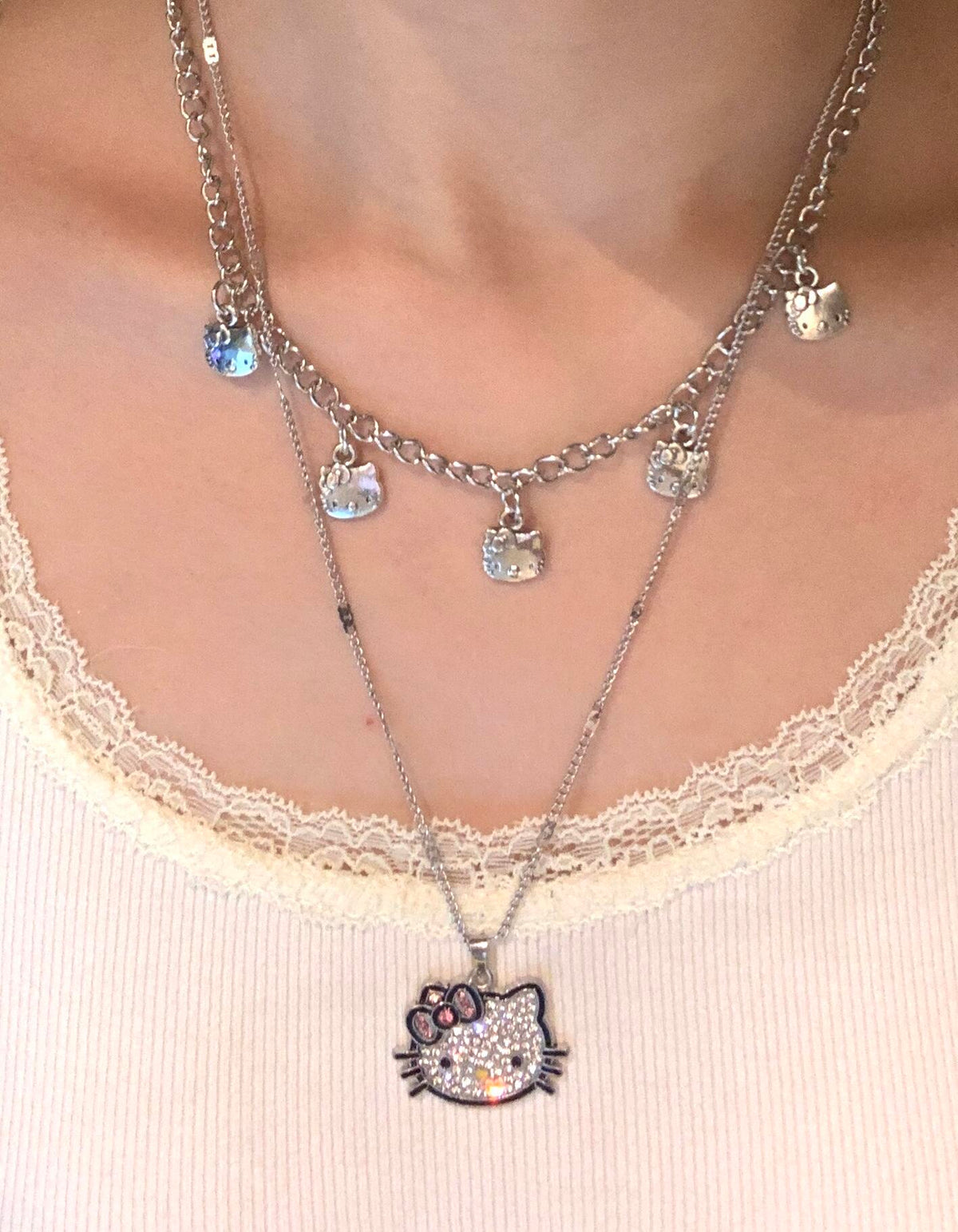 Hellokitty Rhinestone Pendant Necklace