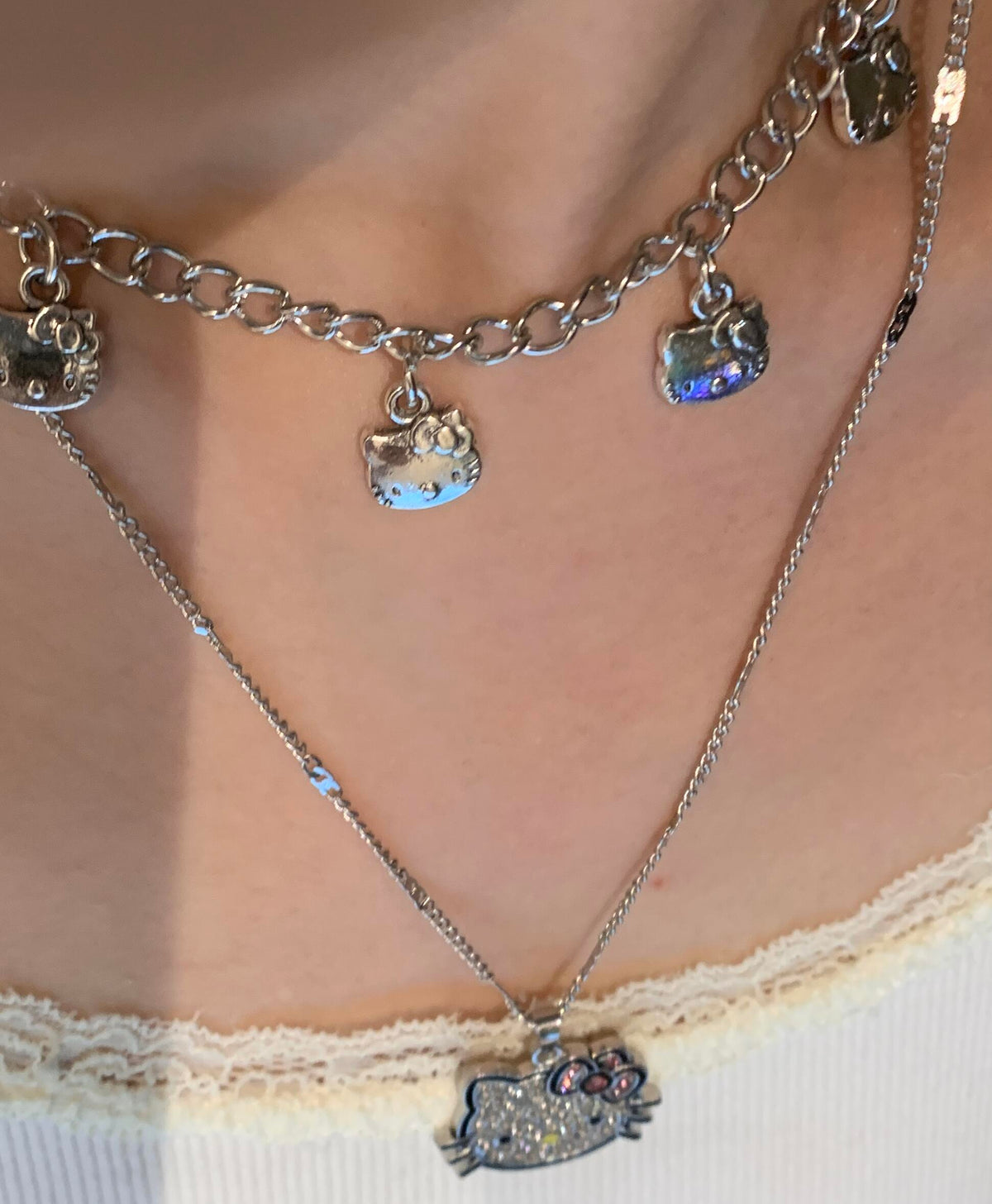 Hellokitty Rhinestone Pendant Necklace