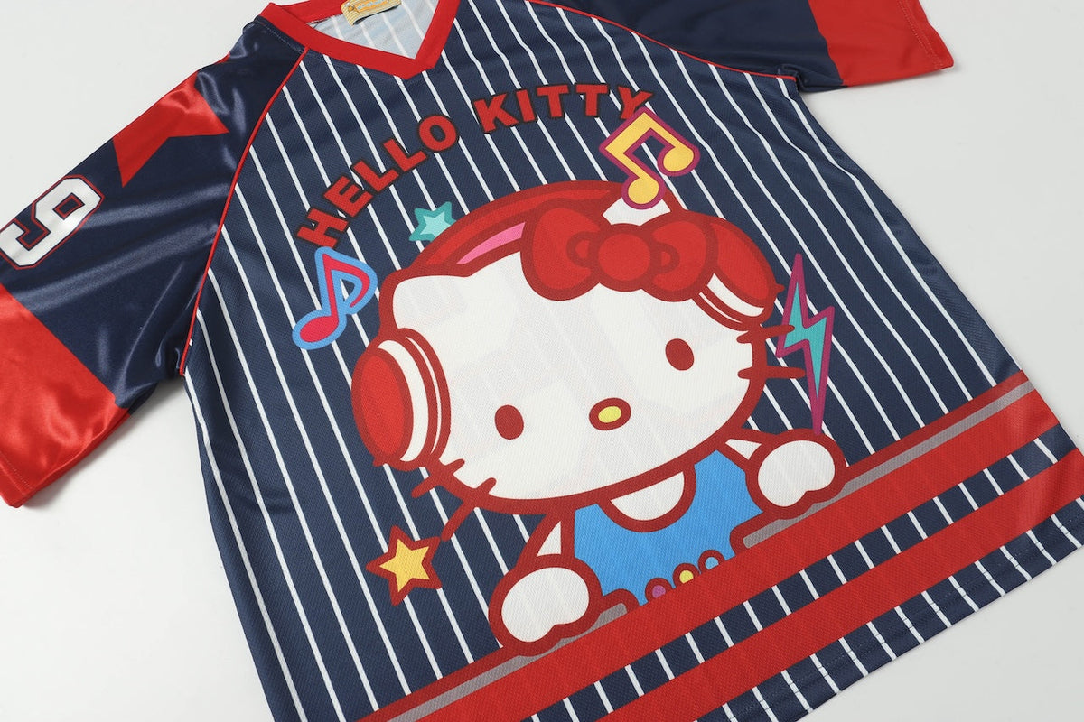 Hellokitty Cute Baseball Jersey Shirts Sports Uniform Summer Loose Short Sleeve Tops T-Shirts