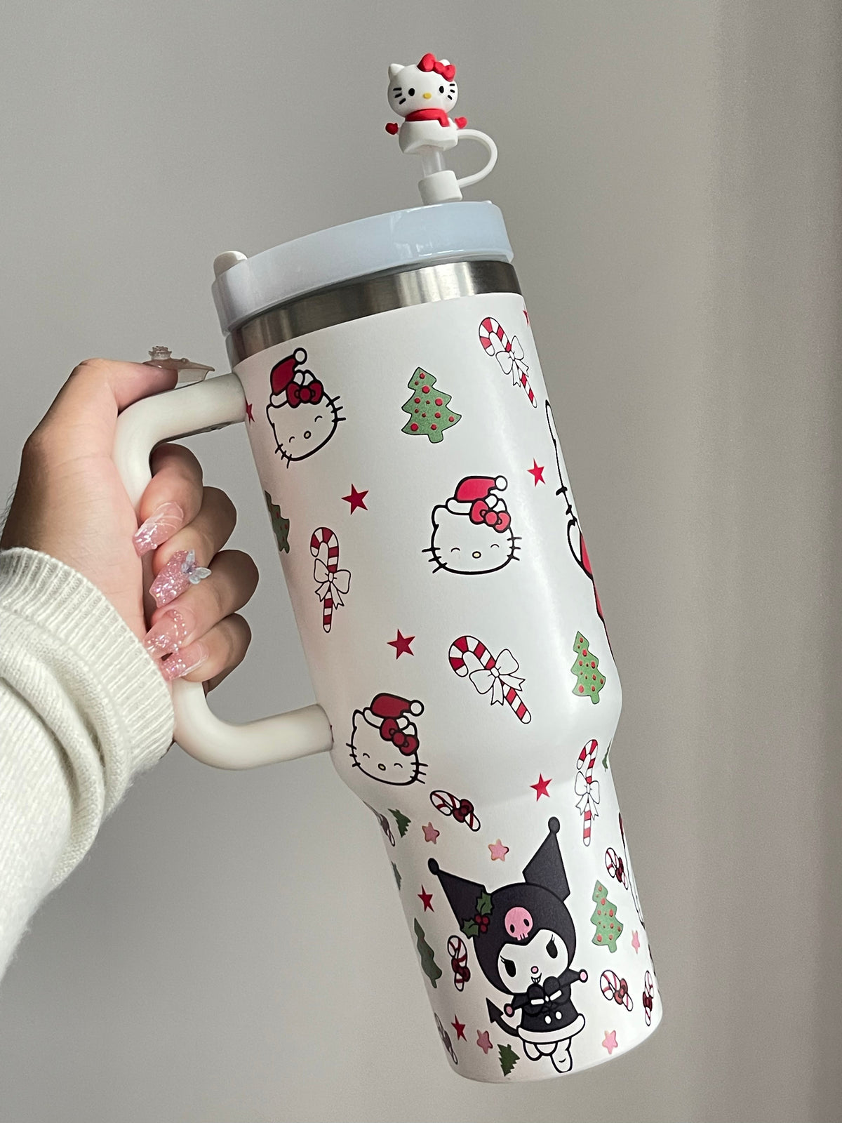 SipSweetie｜HelloKitty Christmas In-Car Insulated Cup 1200 ml Tumbler with Handle Stainless Steel Insulated Cup with Lid Gym #0003