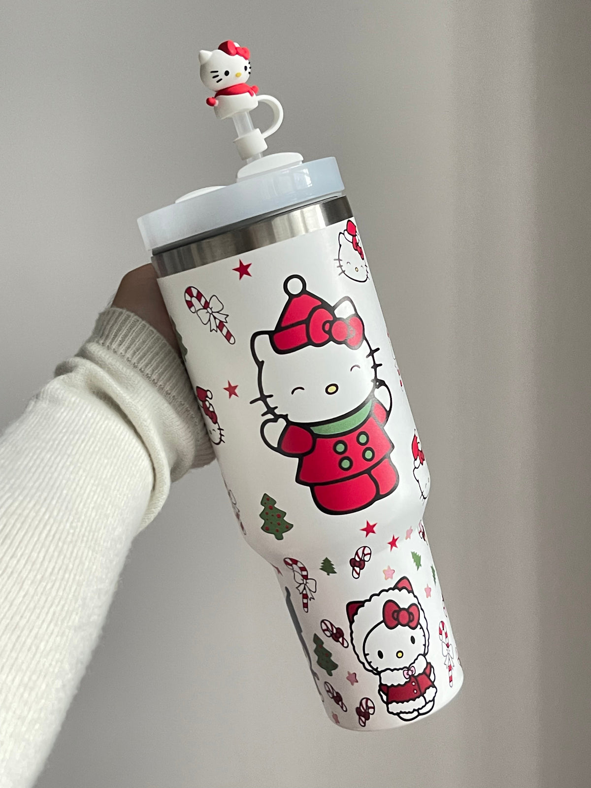 SipSweetie｜HelloKitty Christmas In-Car Insulated Cup 1200 ml Tumbler with Handle Stainless Steel Insulated Cup with Lid Gym #0003