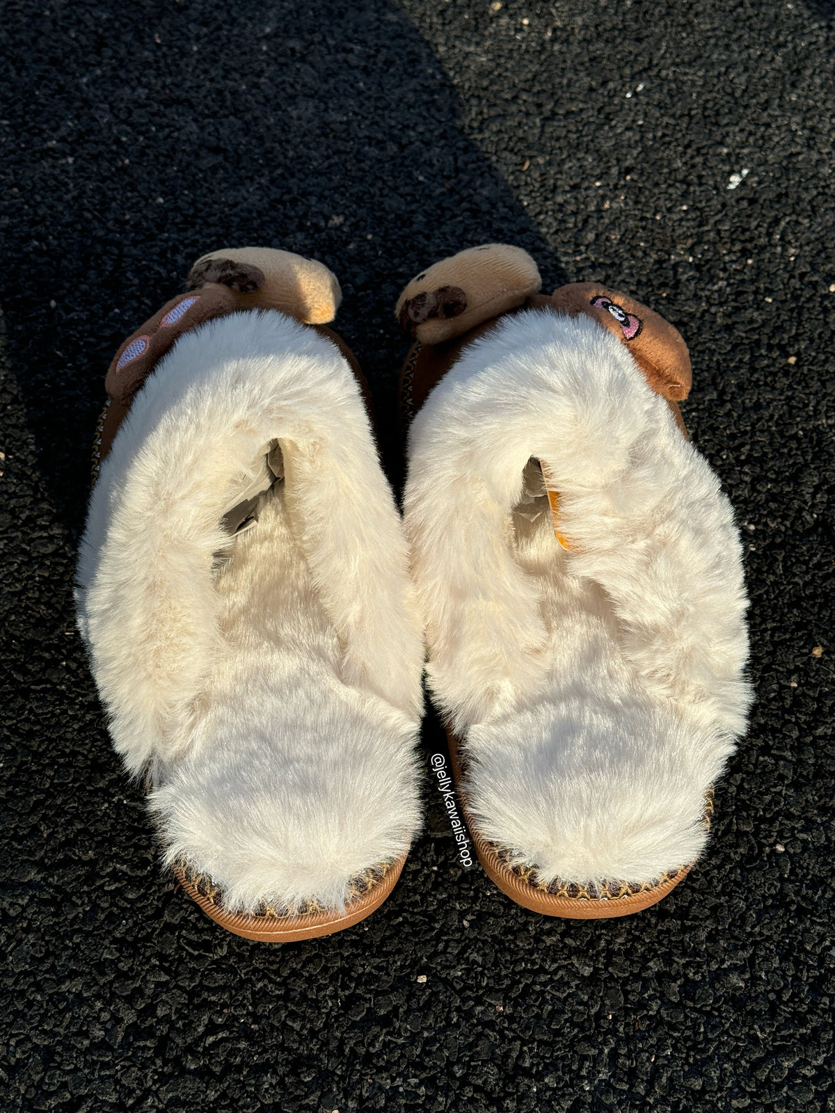 Hellokitty Fuzzy Brown Slippers Fluffy Winter Shoes