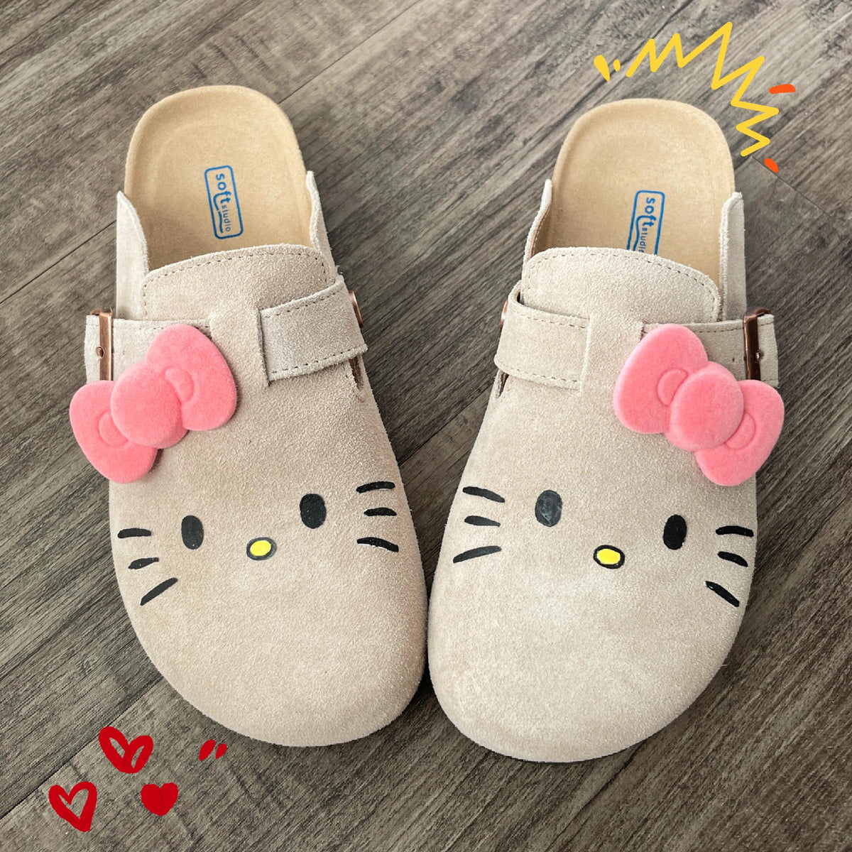 Hellokitty Suede Clogs Potato Shoes with Arch Support