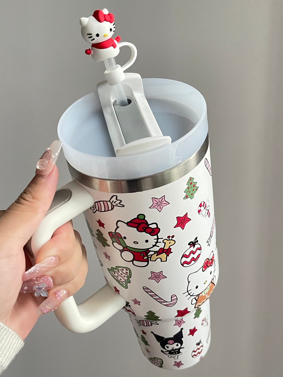 SipSweetie｜Hellokitty Christmas In-Car Insulated Cup 1200 ml Tumbler with Handle Stainless Steel Insulated Cup with Lid #0005