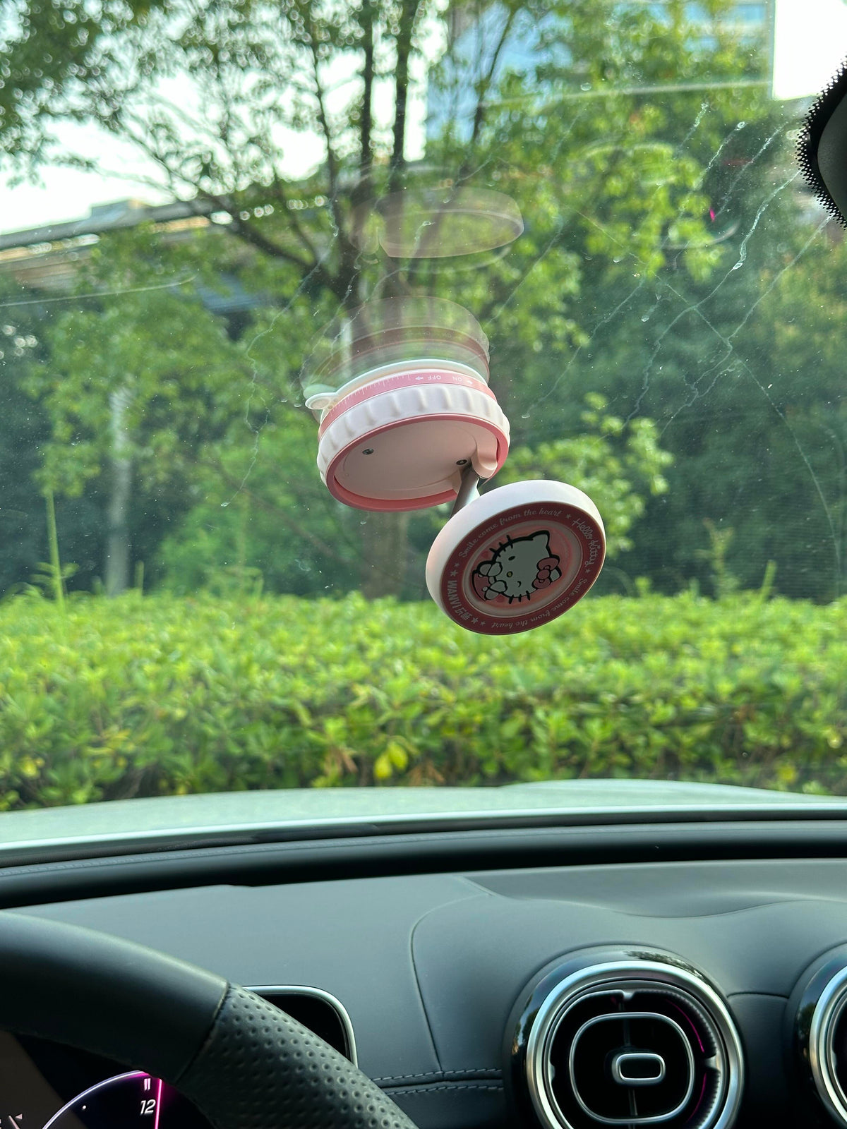 Pink Hellokitty Foldable Magnetic Vacuum Phone Holder, 360° Electric Suction Car Mount, Double-Sided Swivel Stand for Car, Mirror, Gym, Kitchen, Hands-Free Portable Phone Holder