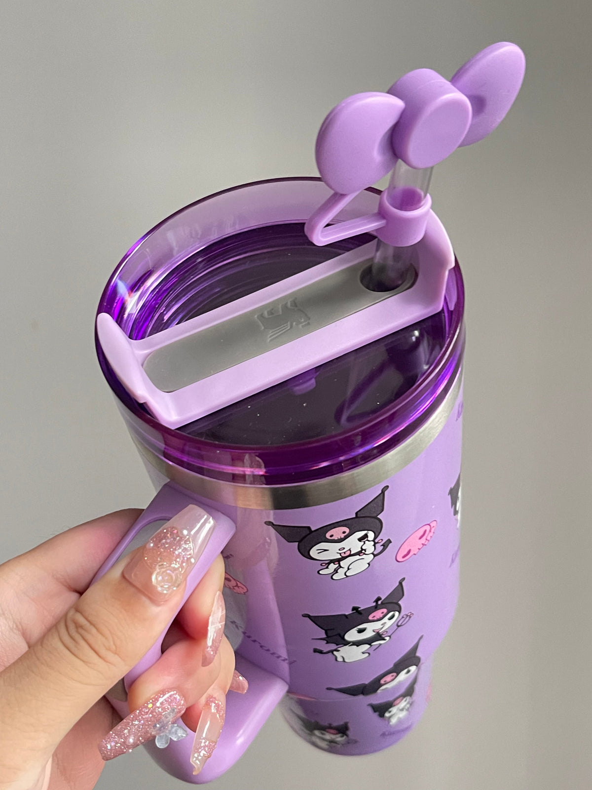 SipSweetie｜Kuromi Purple In-Car Insulated Cup 1200 ml Tumbler with Handle Stainless Steel Insulated Cup with Lid #0002