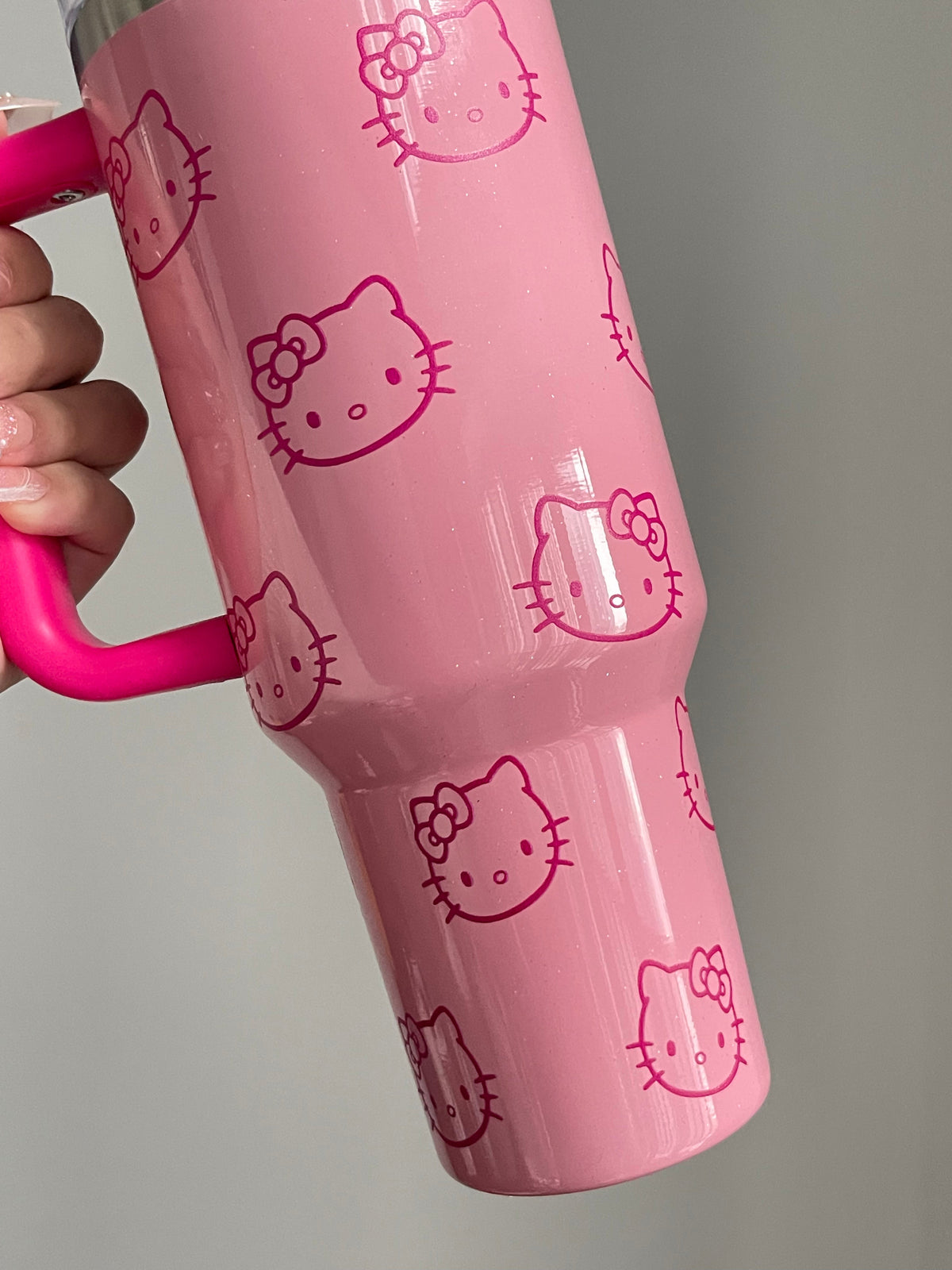 SipSweetie｜Hellokitty Pink In-Car Insulated Cup 1200 ml Tumbler with Handle Stainless Steel Insulated Cup with Lid #0007