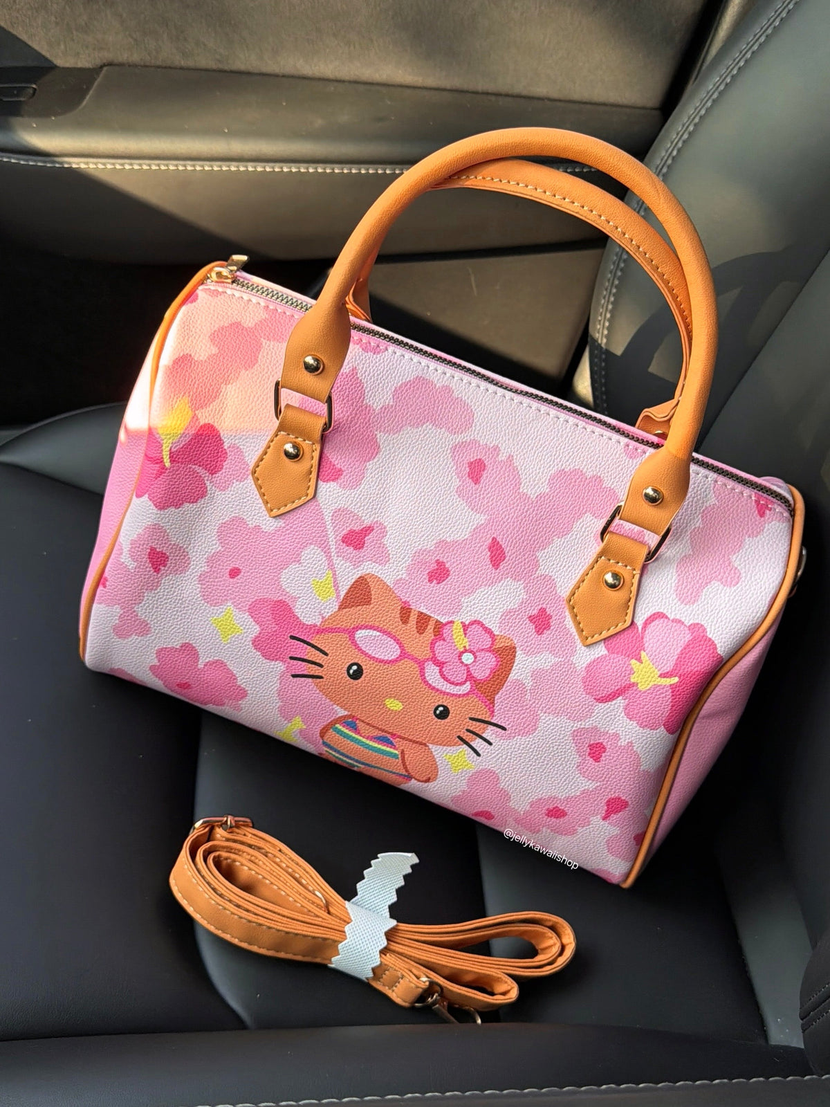 Hellokitty Pink Floral Top Handle Bags Purse