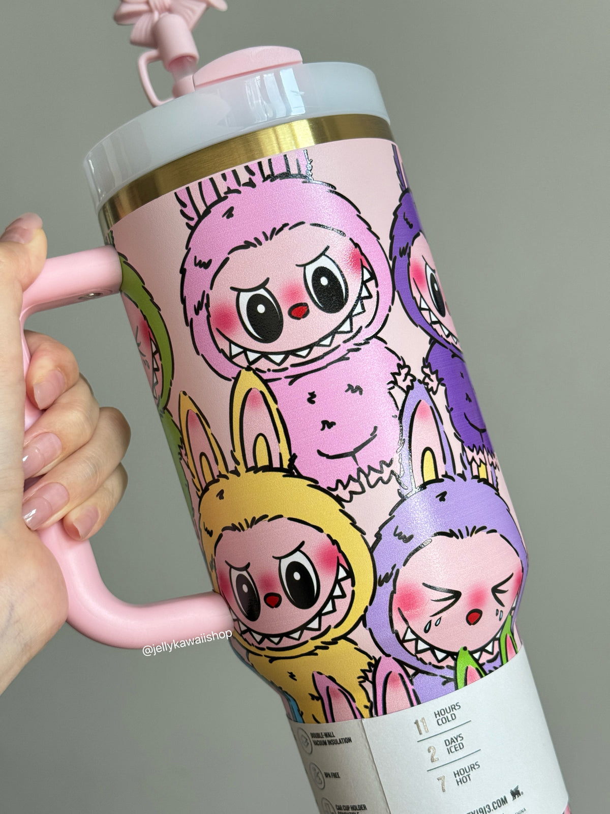 LABUBU In-Car Insulated Cup 1200 ml Tumbler with Handle Stainless Steel Insulated Cup with Lid (Gift box）