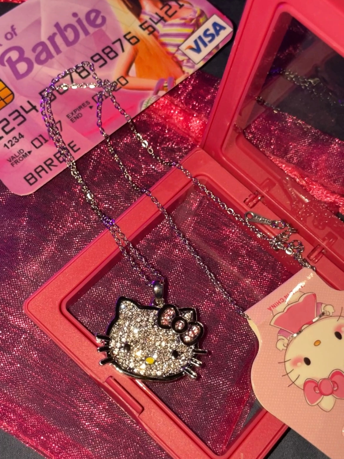 Hellokitty Rhinestone Pendant Necklace