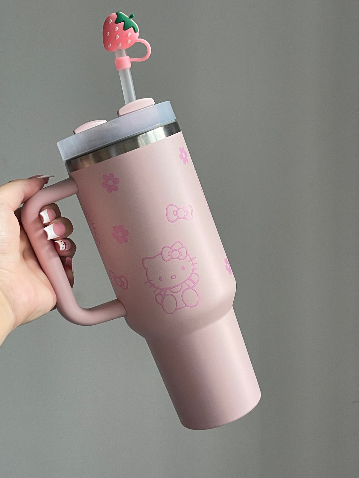 SipSweetie｜Hellokitty In-Car Insulated Cup 1200 ml Tumbler with Handle Stainless Steel Insulated Cup with Lid #0029