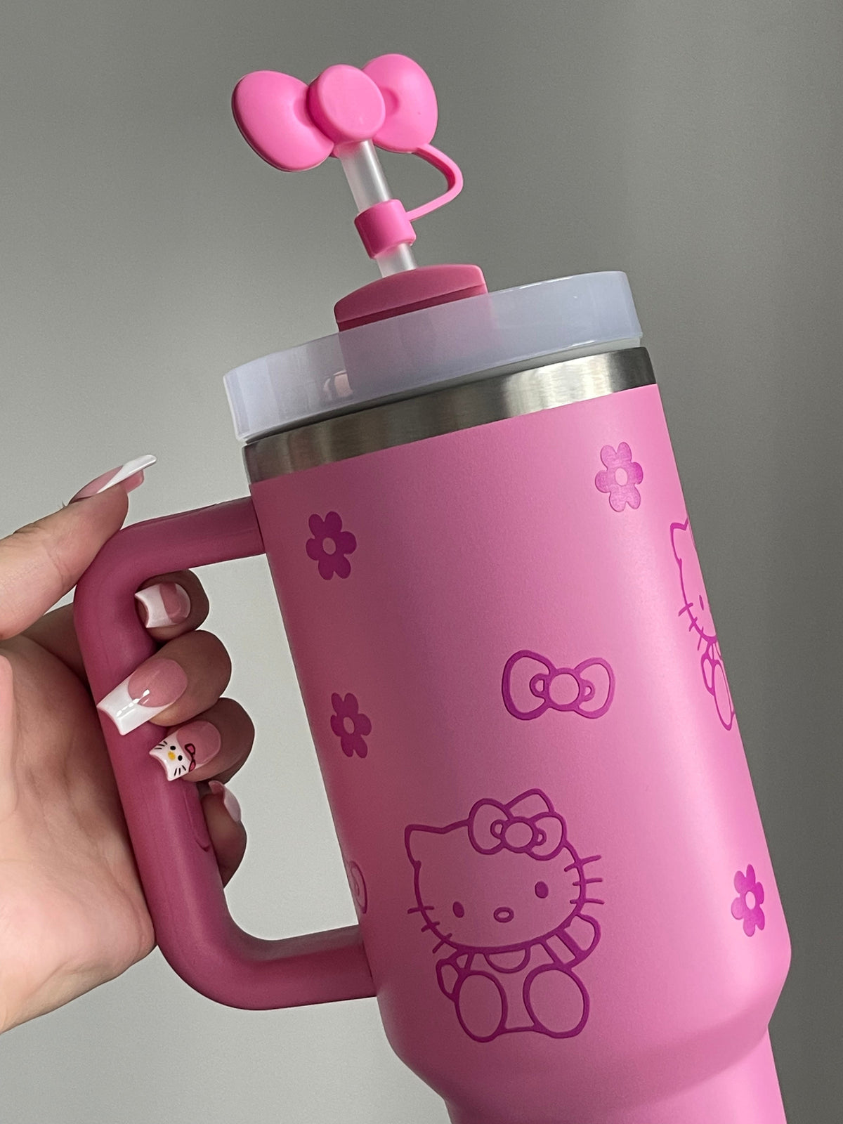 SipSweetie｜Hellokitty In-Car Insulated Cup 1200 ml Tumbler with Handle Stainless Steel Insulated Cup with Lid #0028