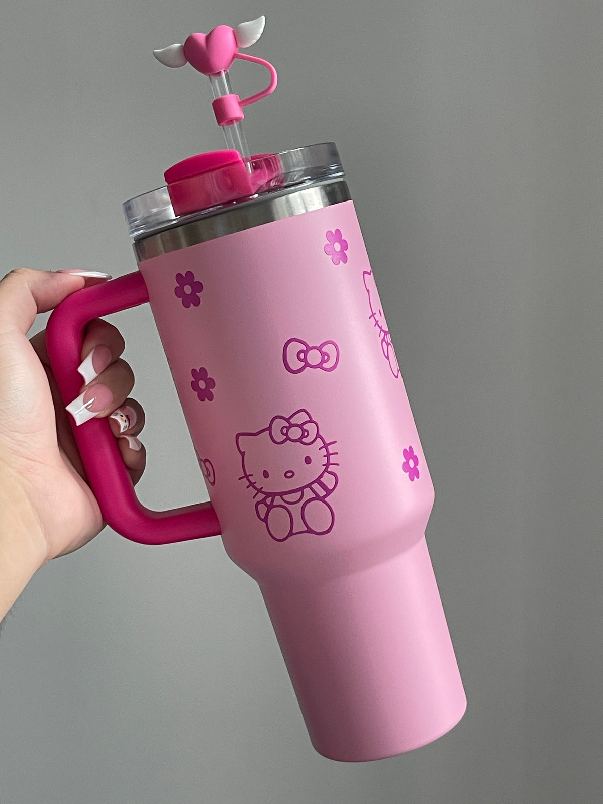 SipSweetie｜Hellokitty In-Car Insulated Cup 1200 ml Tumbler with Handle Stainless Steel Insulated Cup with Lid #0027