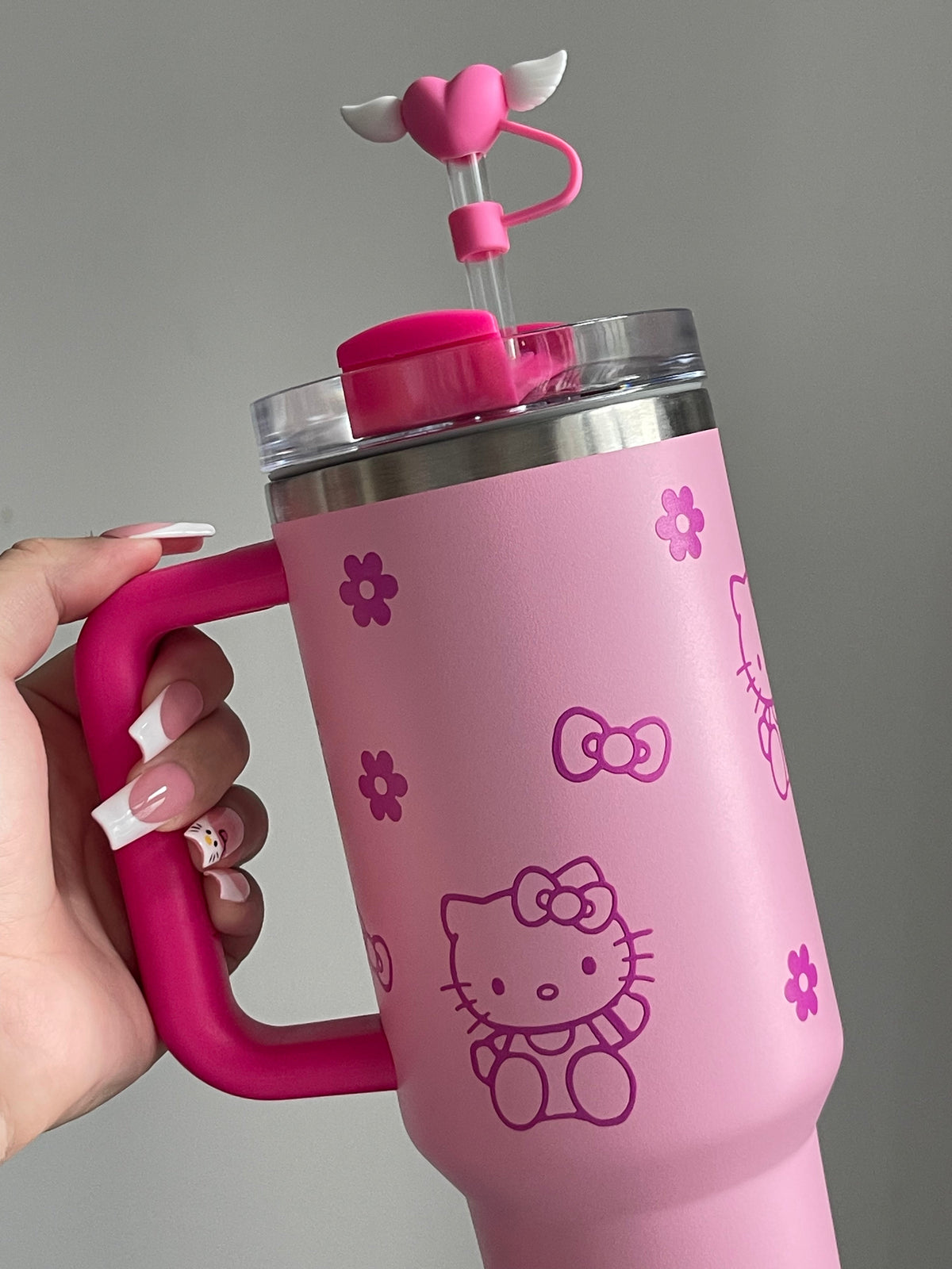 SipSweetie｜Hellokitty In-Car Insulated Cup 1200 ml Tumbler with Handle Stainless Steel Insulated Cup with Lid #0027