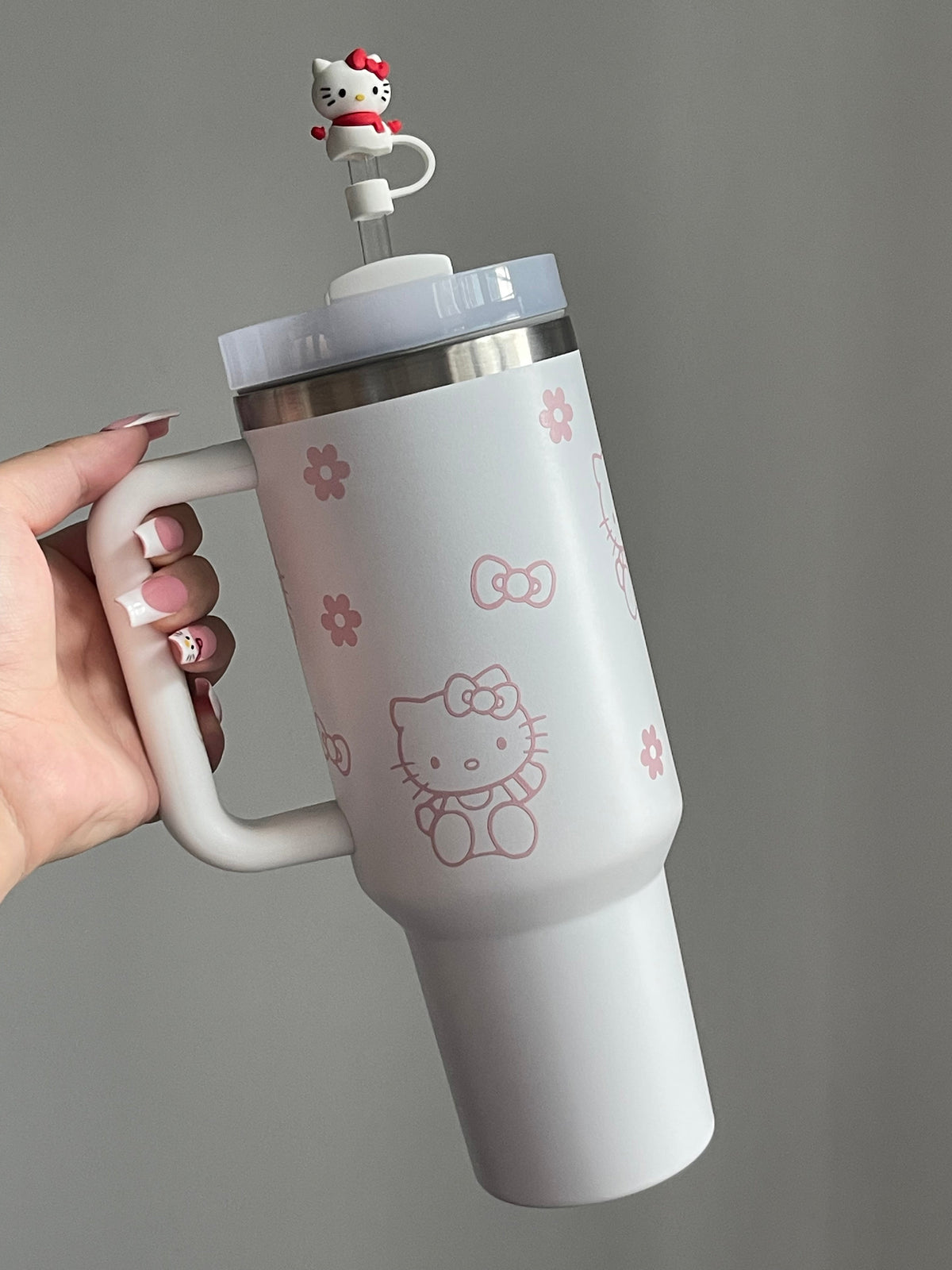 SipSweetie｜Hellokitty In-Car Insulated Cup 1200 ml Tumbler with Handle Stainless Steel Insulated Cup with Lid #0026