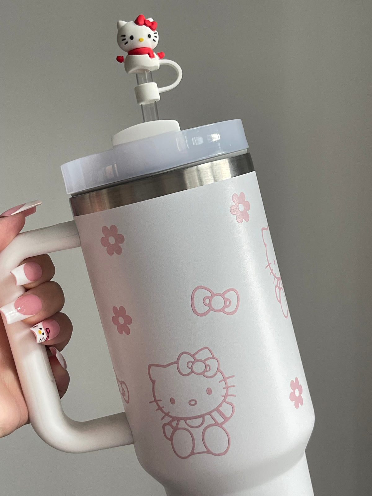 SipSweetie｜Hellokitty In-Car Insulated Cup 1200 ml Tumbler with Handle Stainless Steel Insulated Cup with Lid #0026