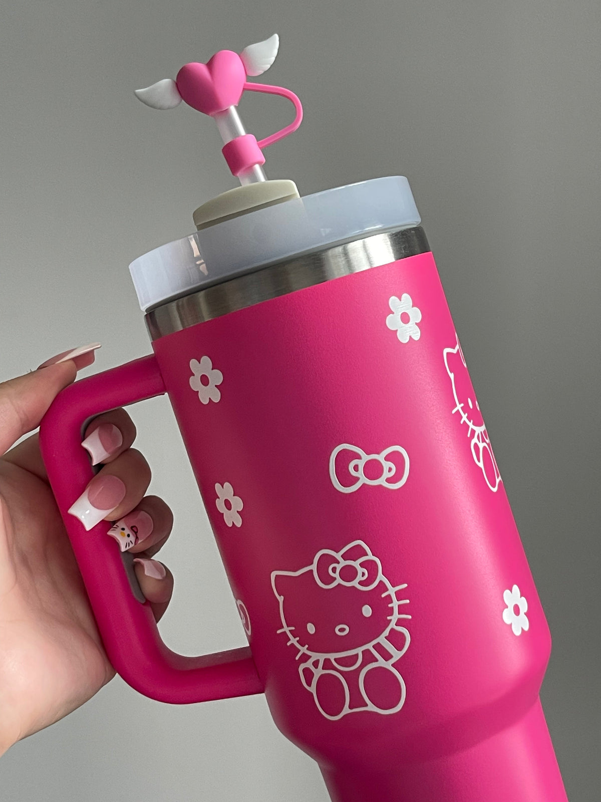 SipSweetie｜Hellokitty In-Car Insulated Cup 1200 ml Tumbler with Handle Stainless Steel Insulated Cup with Lid #0025
