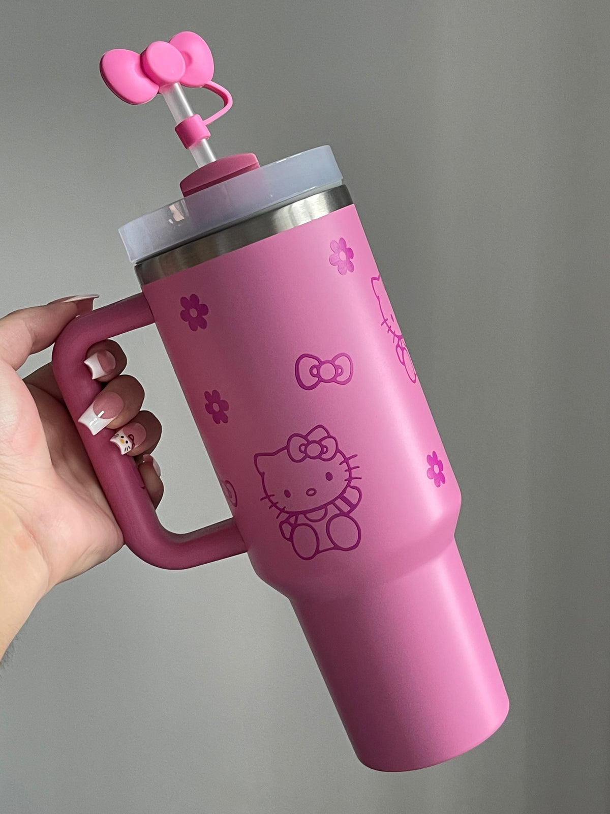 SipSweetie｜Hellokitty In-Car Insulated Cup 1200 ml Tumbler with Handle Stainless Steel Insulated Cup with Lid #0028