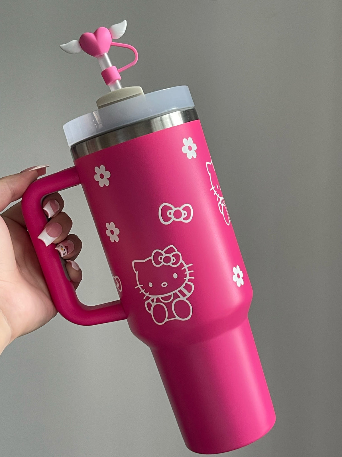 SipSweetie｜Hellokitty In-Car Insulated Cup 1200 ml Tumbler with Handle Stainless Steel Insulated Cup with Lid #0025