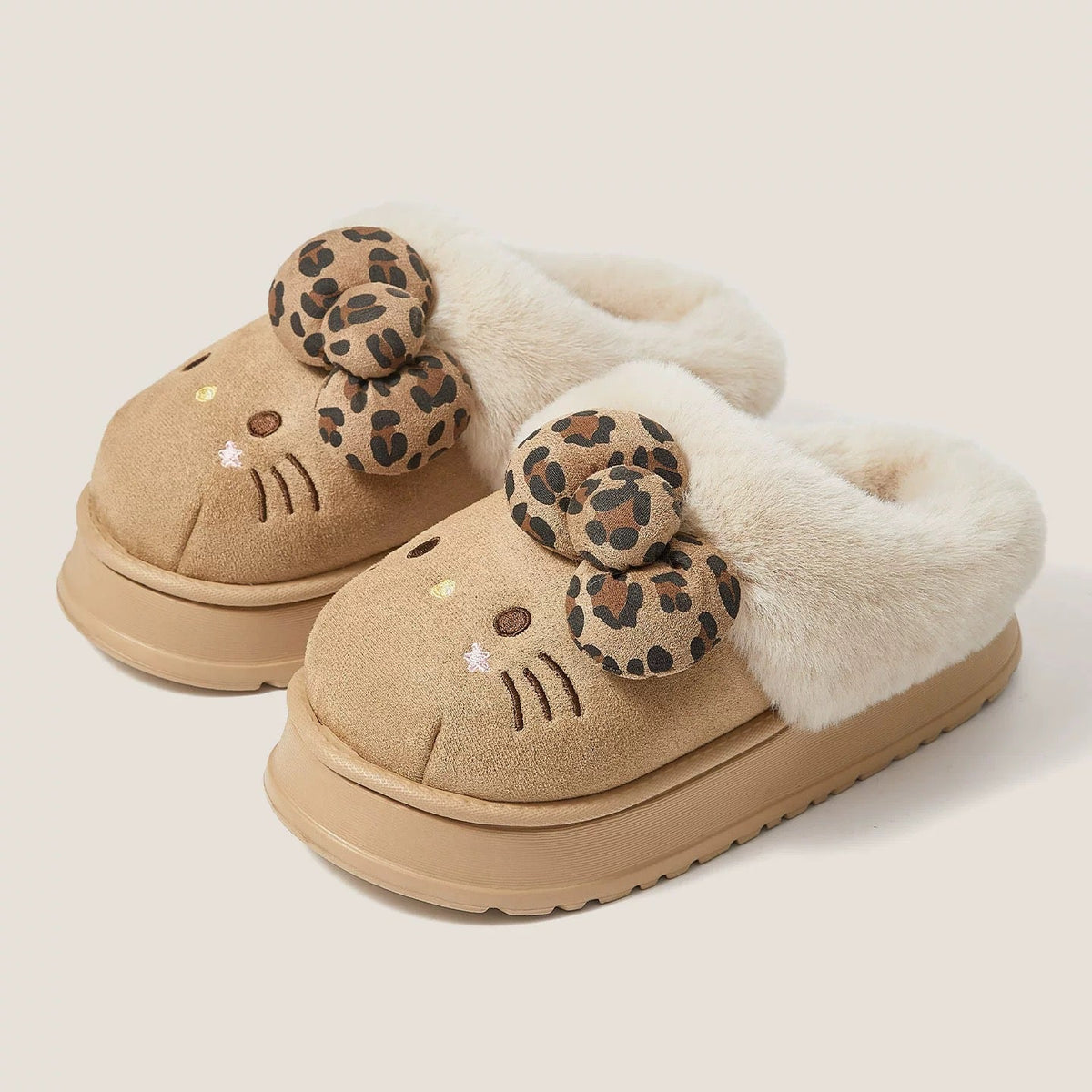Hellokitty Brown Slippers Fluffy Shoes