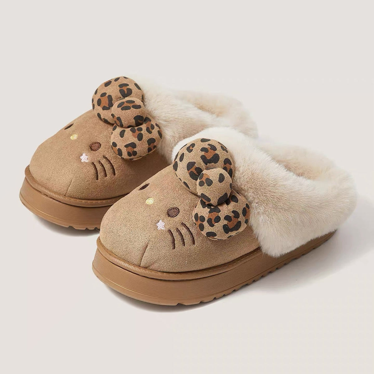 Hellokitty Brown Slippers Fluffy Shoes