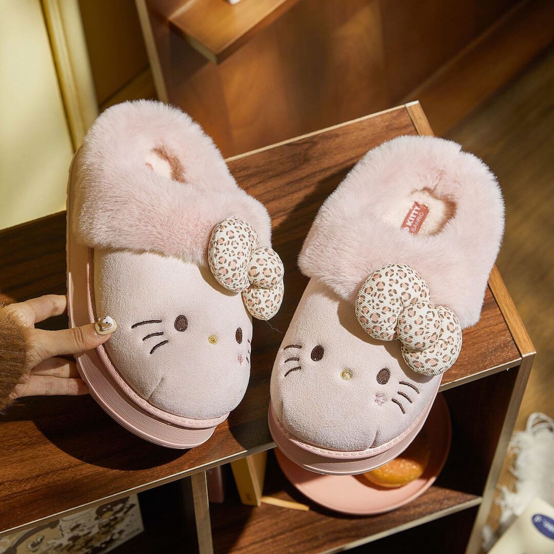 Hellokitty Brown Slippers Fluffy Shoes