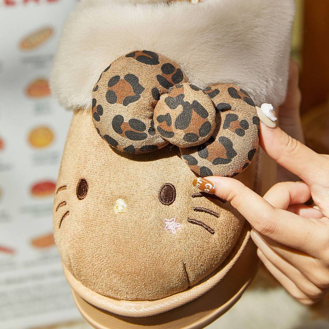 Hellokitty Brown Slippers Fluffy Shoes