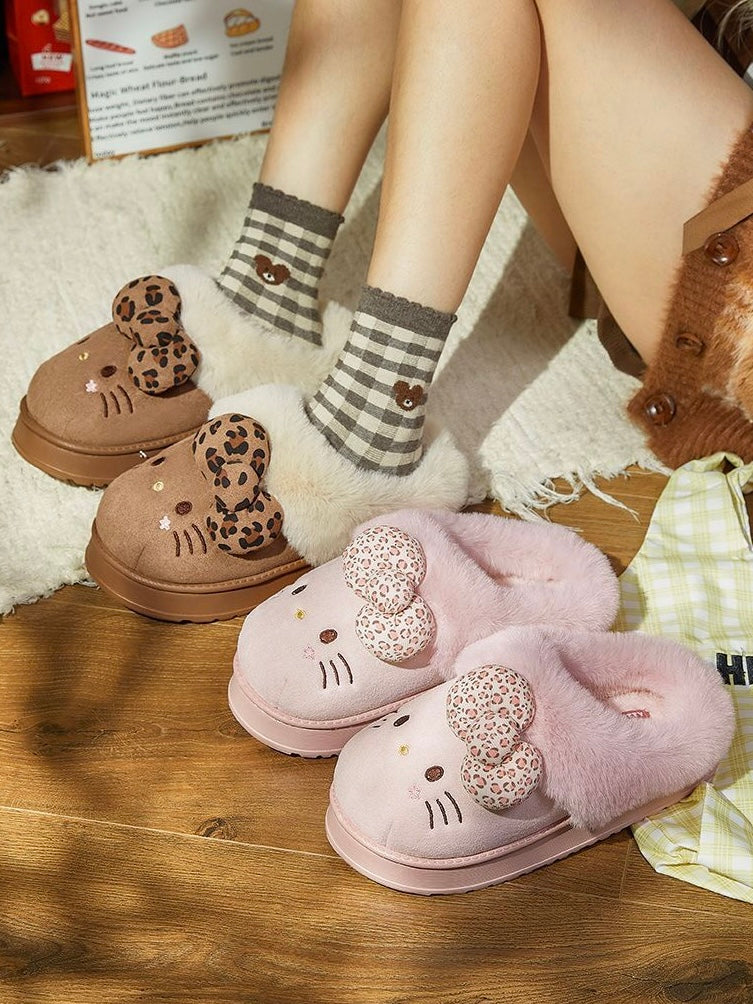 Hellokitty Brown Slippers Fluffy Shoes