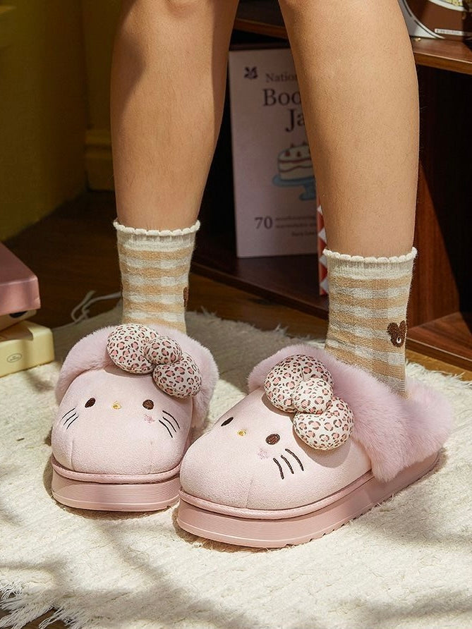 Hellokitty Brown Slippers Fluffy Shoes